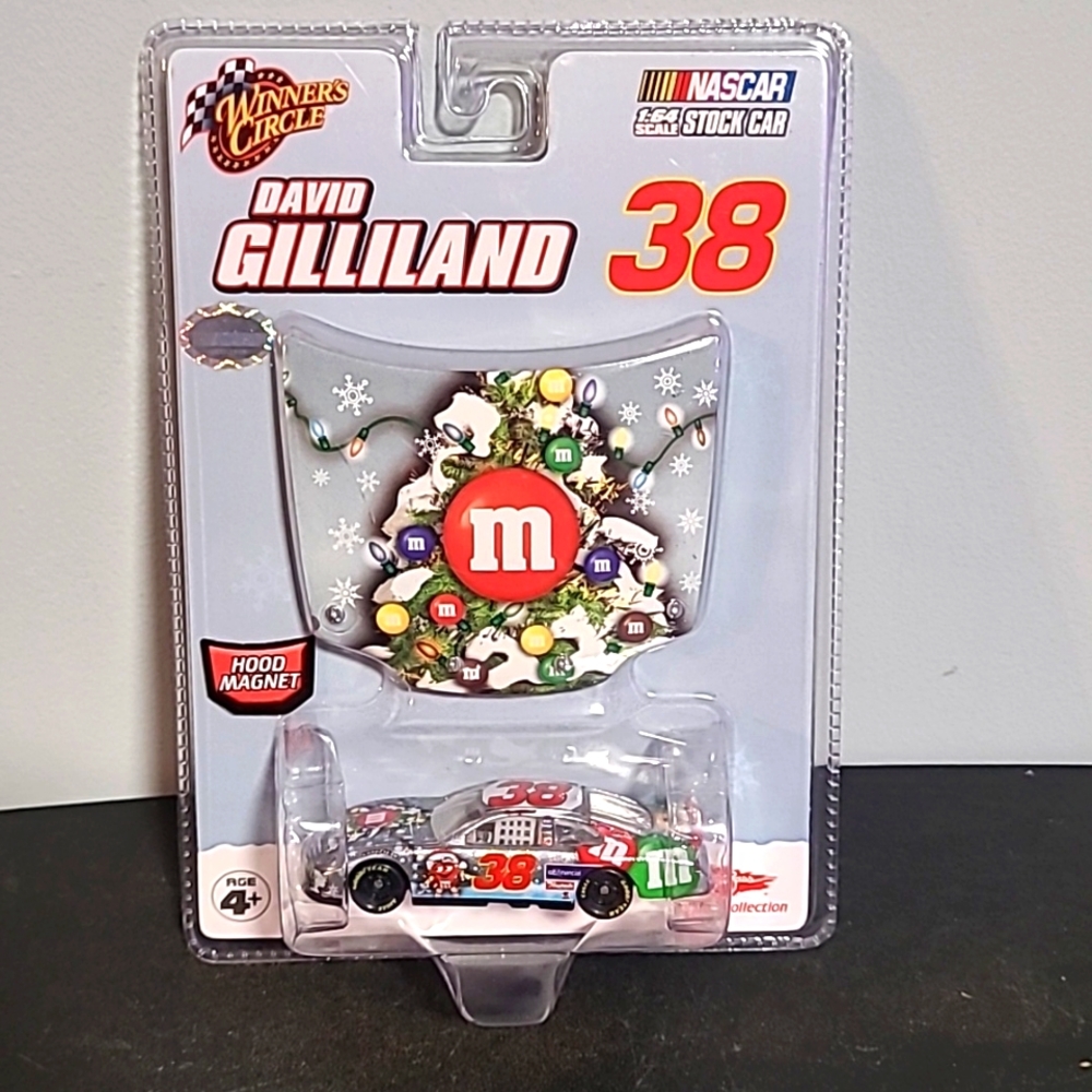 David Gilliland #38 Nascar Race Car & Mini Hood Magnet M&M's Christmas Car